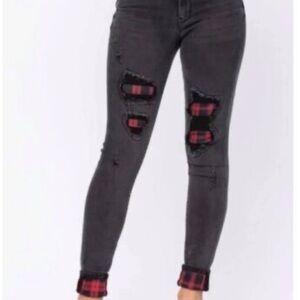 Judy Blue plaid patchwork. Washed once, never worn